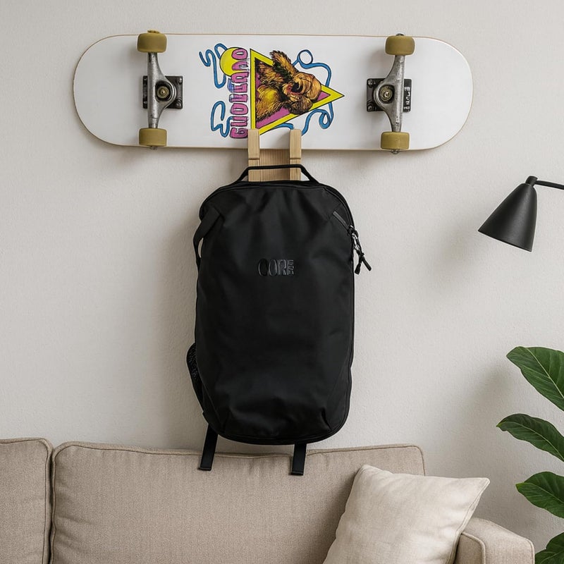 COR Surf Store حامل لوح التزلج والثلج على الحائط | رف لوح التزلج من الخيزران مع خطاف تخزين إضافي للخوذة أو الحقيبة - Image 3